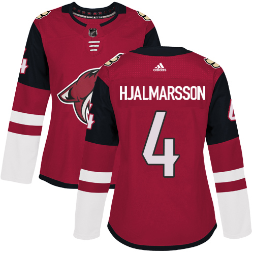 Adidas Arizona Coyotes #4 Niklas Hjalmarsson Maroon Home Authentic Women Stitched NHL Jersey->women nhl jersey->Women Jersey